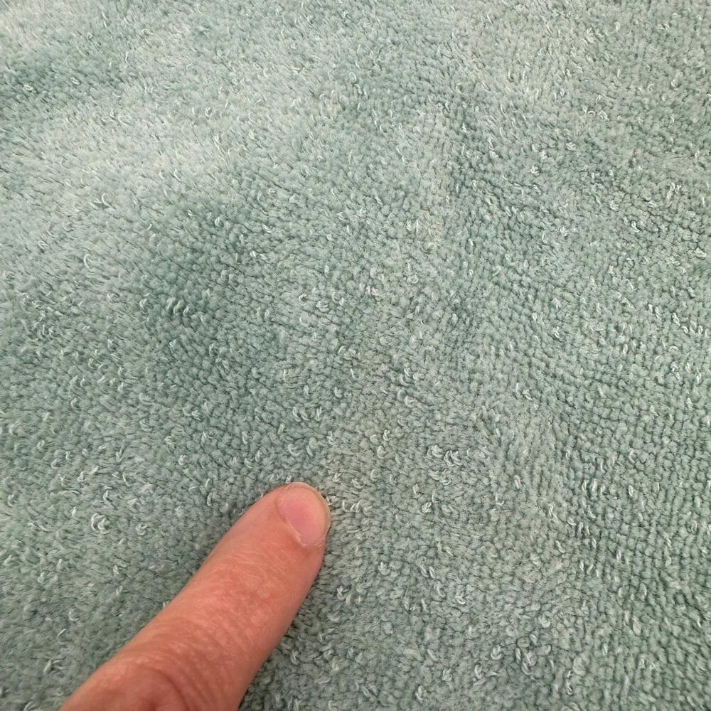 Vintage Green Bath Towels Lace Trim 1990s Cottagecore Retro Bathroom Linens